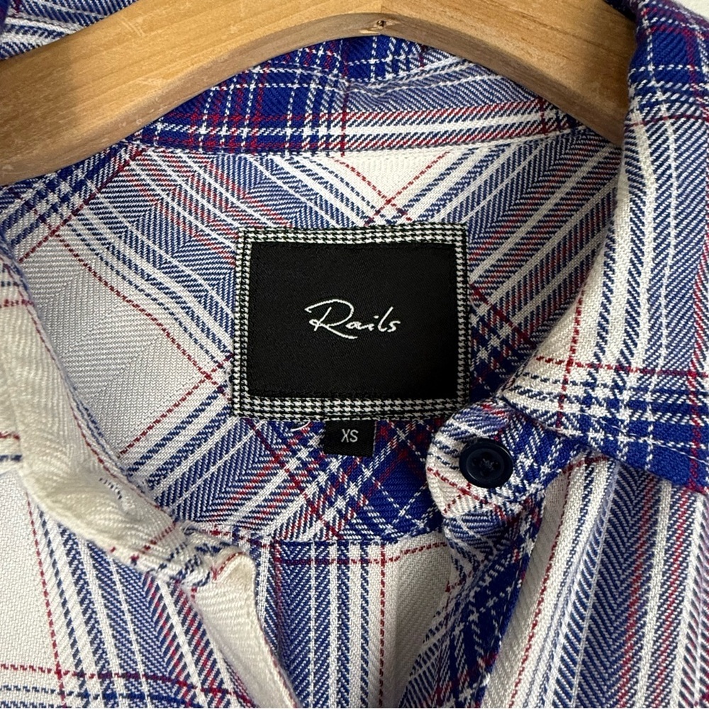 Rails Hunter White Dusk Rouge Button Down Flannel Plaid Shirt - Picture 12 of 13